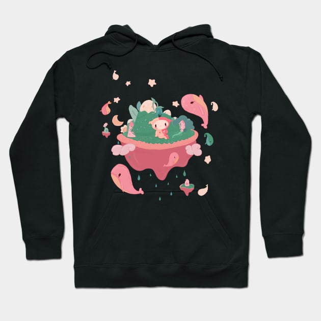 floating whale island Hoodie by moonlitdoodl